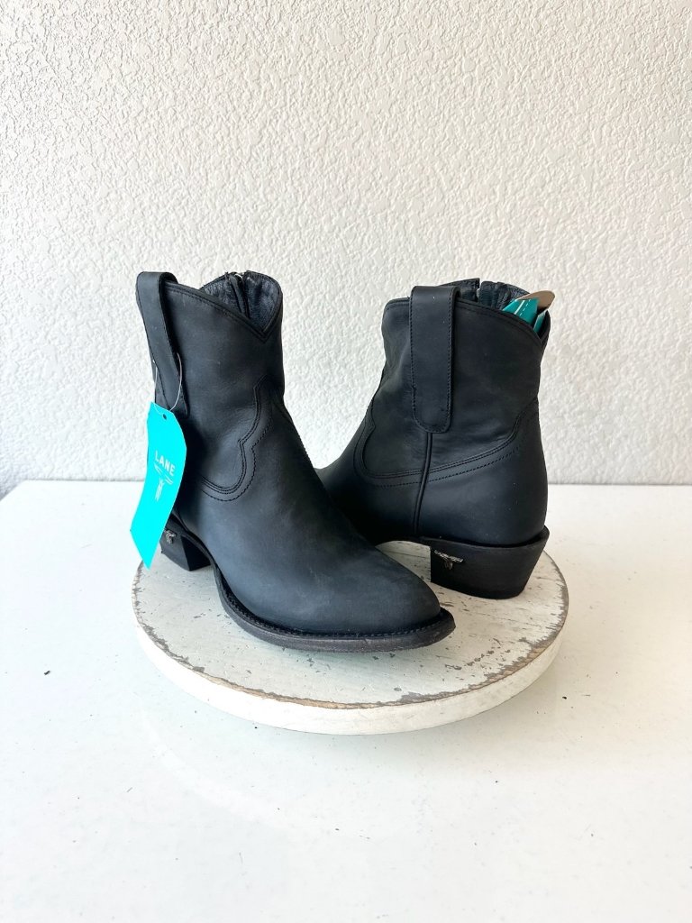 Lane Boots Plain Jane Black Cowboy Bootie Western Cowgirl Short Ankle Boots Sz 8